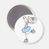 Blue Strichmännchen Girl Skater Magnet (Vorderseite/Rückseite)