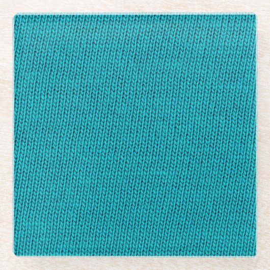 Blue Strickwoll Texture Closeup Glasuntersetzer (Vorderseite)