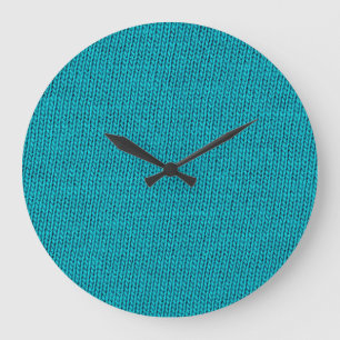Blue Strickwoll Texture Closeup Große Wanduhr
