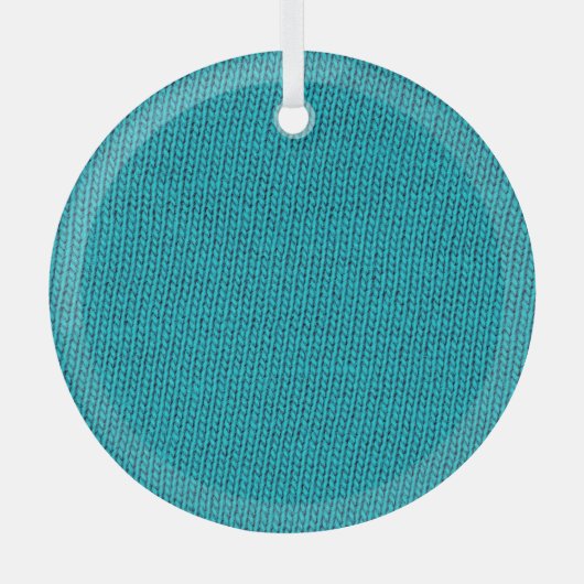 Blue Strickwoll Texture Closeup Ornament Aus Glas (Vorderseite)
