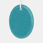 Blue Strickwoll Texture Closeup Ornament Aus Glas (Vorderseite links)