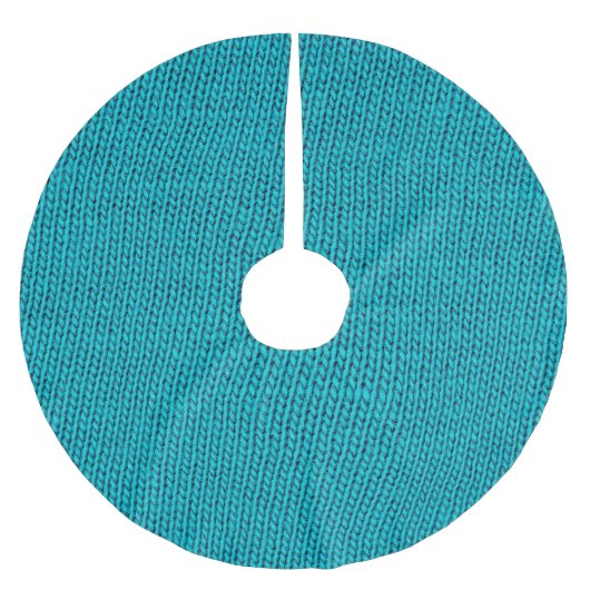 Blue Strickwoll Texture Closeup Polyester Weihnachtsbaumdecke (Vorderseite)