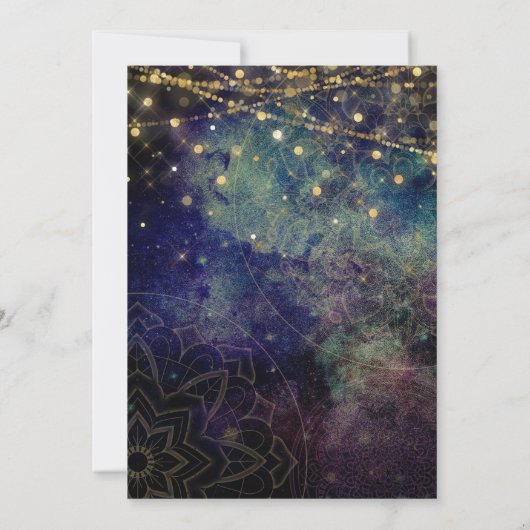 Blue String Light Mandala Brautparty Party Einladung (Rückseite)