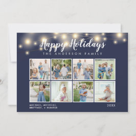Blue String Lights Foto Collage Holiday Feiertagskarte