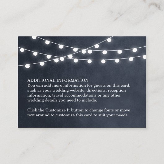 Blue String Lights Hochzeitkarte Begleitkarte (Vorderseite)