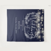 Blue String Lights Hochzeitshighlight Foto Hinterg Wandteppich (Vorderseite (Horizontal))