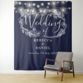 Blue String Lights Hochzeitshighlight Foto Hinterg Wandteppich (Beispiel)