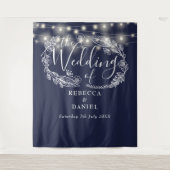 Blue String Lights Hochzeitshighlight Foto Hinterg Wandteppich (Vorderseite)
