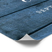 Blue String Lights Rustic Wedding Welcome Sign Poster (Ecke)