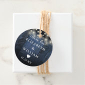 Blue String Lights Rustic Wood Boho Barn Wedding Geschenkanhänger (Beispiel)