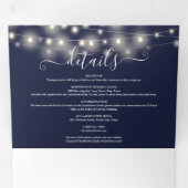Blue String Lights Script Monogram Wedding Dreifach Gefaltete Einladung (Innen Erste Seite)
