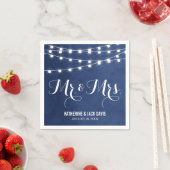 Blue String Lights Wedding Monogram Serviette (Beispiel)