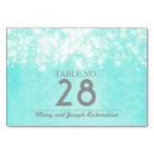 Blue String lights Wedding Tischnummer (Vorderseite)