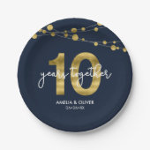 Blue Strings of Lights 10-jähriges Party Pappteller (Vorderseite)