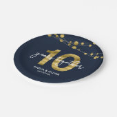 Blue Strings of Lights 10-jähriges Party Pappteller (Schrägansicht)