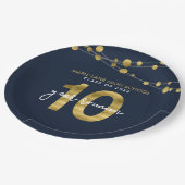 Blue Strings of Lights 10 Year Class Wiedersehen Pappteller (Schrägansicht)