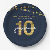 Blue Strings of Lights 10 Year Class Wiedersehen Pappteller (Vorderseite)