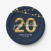 Blue Strings of Lights 20-jähriges Party Pappteller (Vorderseite)