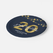 Blue Strings of Lights 20-jähriges Party Pappteller (Schrägansicht)