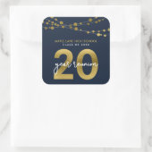 Blue Strings of Lights 20 Year Class Wiedersehen Quadratischer Aufkleber (Tasche)