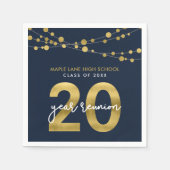 Blue Strings of Lights 20 Year Class Wiedersehen Serviette (Vorderseite)