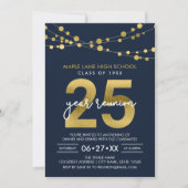 Blue Strings of Lights 25 Year Class Wiedersehen Einladung (Vorderseite)