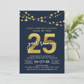 Blue Strings of Lights 25 Year Class Wiedersehen Einladung (Stehend Vorderseite)