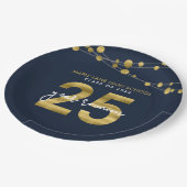 Blue Strings of Lights 25 Year Class Wiedersehen Pappteller (Schrägansicht)