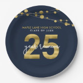 Blue Strings of Lights 25 Year Class Wiedersehen Pappteller (Vorderseite)