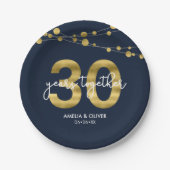 Blue Strings of Lights 30-jähriges Party Pappteller (Vorderseite)