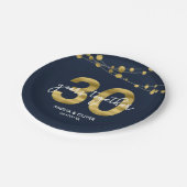 Blue Strings of Lights 30-jähriges Party Pappteller (Schrägansicht)