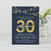 Blue Strings of Lights 30 Year Class Wiedersehen Einladung (Stehend Vorderseite)