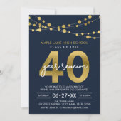 Blue Strings of Lights 40 Year Class Wiedersehen Einladung (Vorderseite)