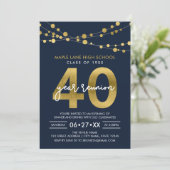 Blue Strings of Lights 40 Year Class Wiedersehen Einladung (Stehend Vorderseite)