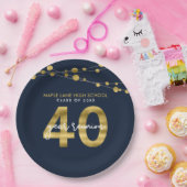 Blue Strings of Lights 40 Year Class Wiedersehen Pappteller (Party)