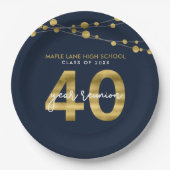 Blue Strings of Lights 40 Year Class Wiedersehen Pappteller (Vorderseite)