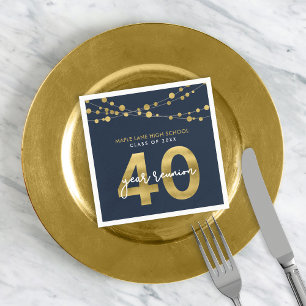 Blue Strings of Lights 40 Year Class Wiedersehen Serviette
