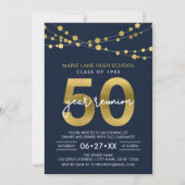 Blue Strings of Lights 50 Year Class Wiedersehen Einladung (Vorderseite)