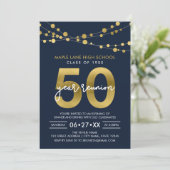 Blue Strings of Lights 50 Year Class Wiedersehen Einladung (Stehend Vorderseite)