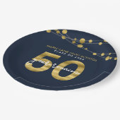 Blue Strings of Lights 50 Year Class Wiedersehen Pappteller (Schrägansicht)