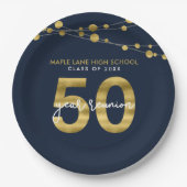 Blue Strings of Lights 50 Year Class Wiedersehen Pappteller (Vorderseite)