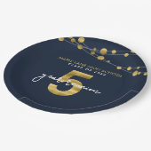 Blue Strings of Lights 5 Year Class Wiedersehen Pappteller (Schrägansicht)