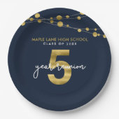 Blue Strings of Lights 5 Year Class Wiedersehen Pappteller (Vorderseite)