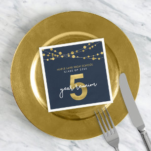 Blue Strings of Lights 5 Year Class Wiedersehen Serviette