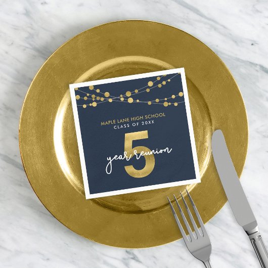 Blue Strings of Lights 5 Year Class Wiedersehen Serviette