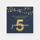 Blue Strings of Lights 5 Year Class Wiedersehen Serviette (Vorderseite)