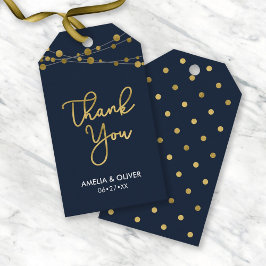 Blue Strings of Lights Imitate Gold Vielen Dank Geschenkanhänger