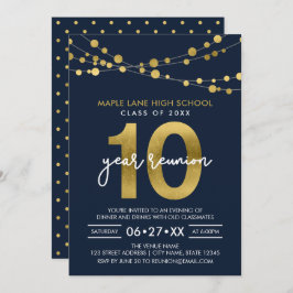 Blue Strings of Lights Ten Year Class Wiedersehen Einladung