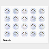 Blue Strip Birds Adress Sticker (Blatt)