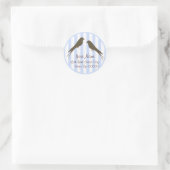 Blue Strip Birds Adress Sticker (Tasche)
